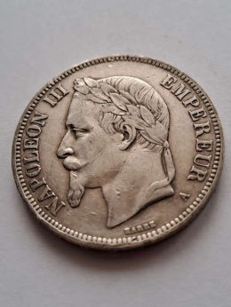 Francja 5 Franków Napoleon III 1870 r