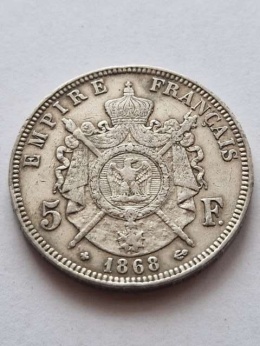 Francja 5 Franków Napoleon III 1868 r