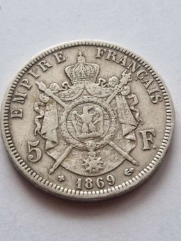 Francja 5 Franków Napoleon III 1869 r