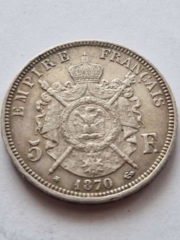 Francja 5 Franków Napoleon III 1870 r