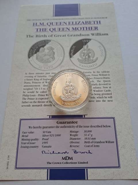 Vanuatu 50 vatu Queen Elizabeth 1995 r proof