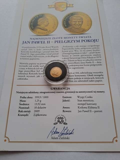 Wyspy Cooka 10 dolarów Jan Paweł II 2009 r