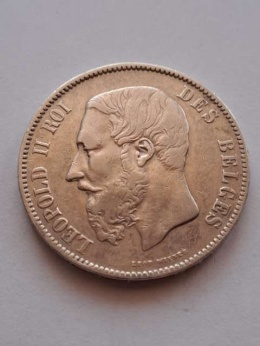 Belgia 5 Franków Leopold II 1876 r