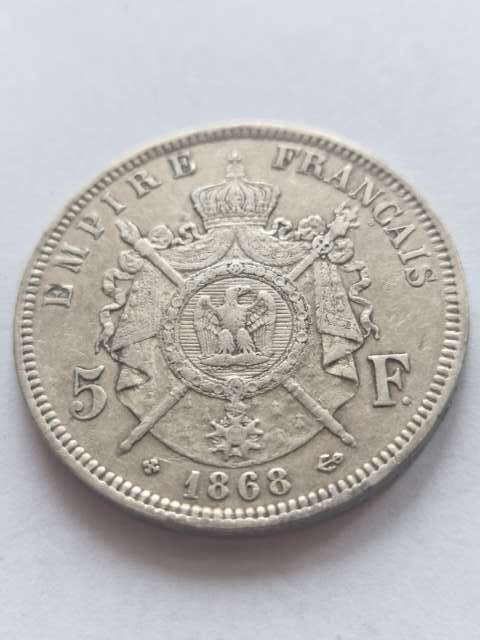Francja 5 Franków Napoleon III 1868 r