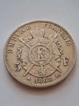 Francja 5 Franków Napoleon III 1868 r