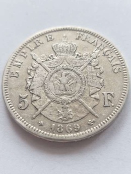 Francja 5 Franków Napoleon III 1869 r