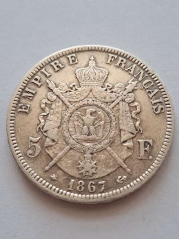Francja 5 Franków Napoleon III 1867 r