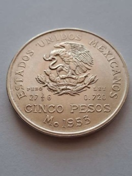 Meksyk 5 Peso M. Hidalgo 1953 r