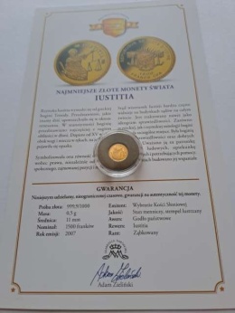 WKS 1500 franków Iustitia 2007 r