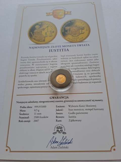 WKS 1500 franków Iustitia 2007 r