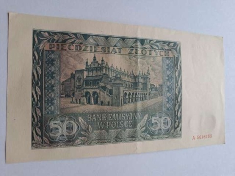 Banknot 50 złotych 1941 r seria A