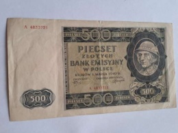 Banknot 500 złotych 1940 r seria A