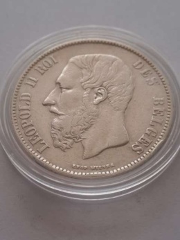 Belgia 5 Franków Leopold II 1870 r