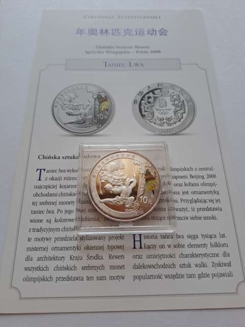 Chiny 10 yuanów Taniec Lwa - Pekin 2008 r