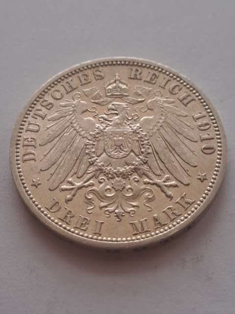Niemcy 3 Marki Wilhelm II Prusy 1910 r