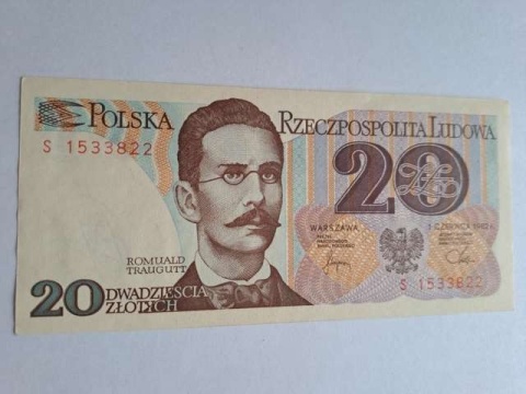 Banknot 20 zł Romuald Traugutt 1982 r seria S