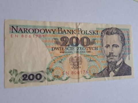 Banknot 200 zł Jarosław Dąbrowski 1988 r seria EN