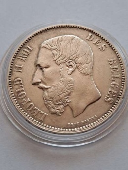 Belgia 5 Franków Leopold II 1875 r