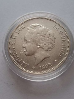 Hiszpania 5 Pesetas Alfonso XIII 1892 r
