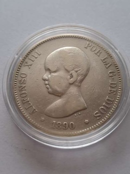 Hiszpania 5 Pesetas Alfonso XIII 1890 r