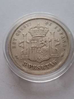 Hiszpania 5 Pesetas Alfonso XIII 1890 r