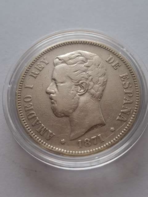 Hiszpania 5 Pesetas Amadeo I 1871 r