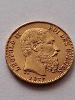 Belgia 20 Franków Leopold II 1875 r