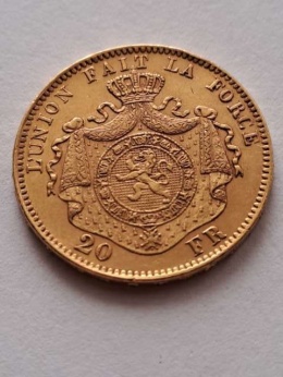 Belgia 20 Franków Leopold II 1875 r