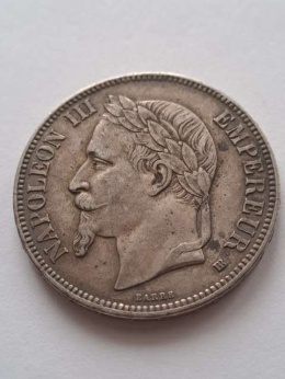 Francja 5 Franków Napoleon III 1869 r
