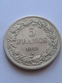 Belgia 5 Franków Leopold II 1849 r