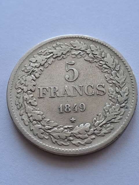 Belgia 5 Franków Leopold II 1849 r