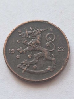 Finlandia 5 Pennia 1922 r