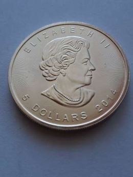Kanada 5 Dolarów Liść 2014 r