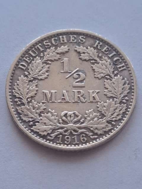 Niemcy 1/2 Marki Wilhelm II 1916 r A