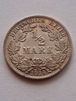 Niemcy 1/2 Marki Wilhelm II 1914 r A