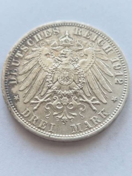 Niemcy 3 Marki Prusy 1912 r