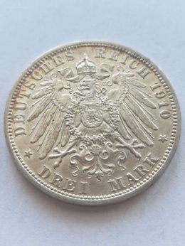 Niemcy 3 Marki Prusy 1910 r