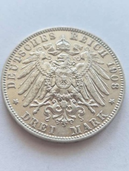 Niemcy 3 Marki Saksonia 1908 r