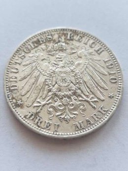Niemcy 3 Marki Saksonia 1910 r