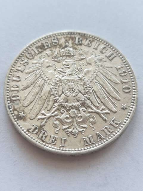 Niemcy 3 Marki Saksonia 1910 r