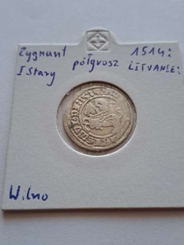 Półgrosz Wilno Zygmunt I Stary 1514 r