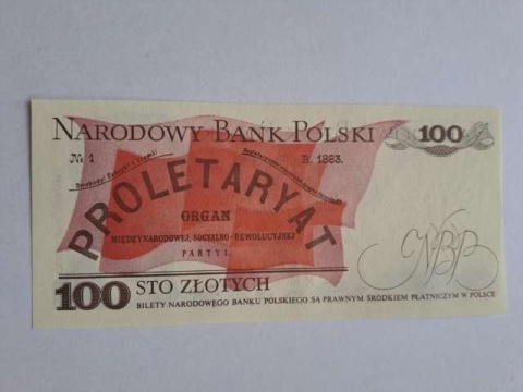 Banknot 100 zł Ludwik Waryński 1986 r seria RR