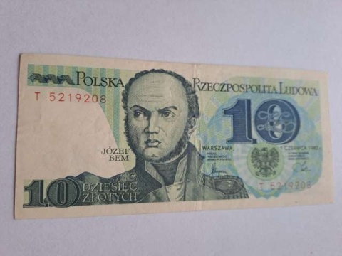 Banknot 10 zł Józef Bem 1982 r seria T