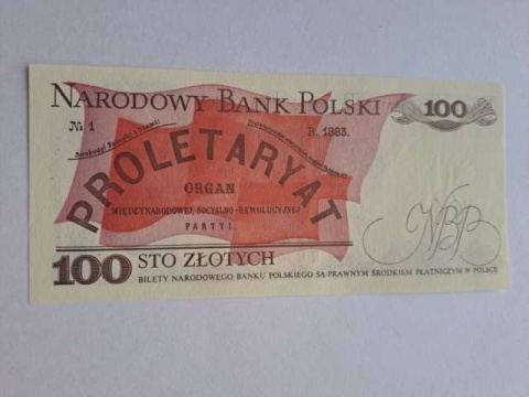 Banknot 100 zł Ludwik Waryński 1986 r seria RR