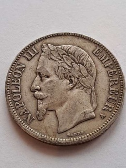 Francja 5 Franków Napoleon III 1867 r