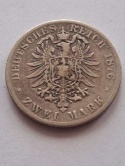 Niemcy 2 Marki Wirtembergia 1876 r