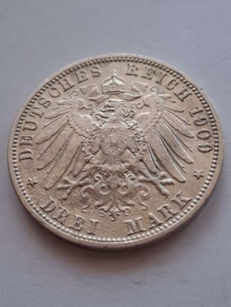 Niemcy 3 Marki Schwarzburg Sondershausen 1909 r