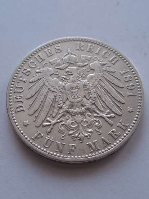 Niemcy 5 Marek Bayern 1891 r