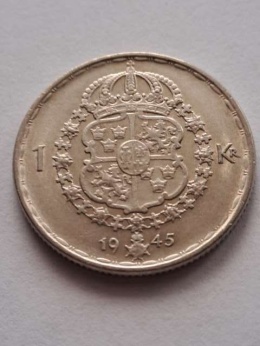 Szwecja 1 Korona Gustaf V 1945 r