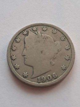 USA 5 Centów Liberty 1906 r